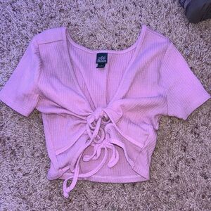 Wild Fable Lavender Tie-Front Ribbed Blouse